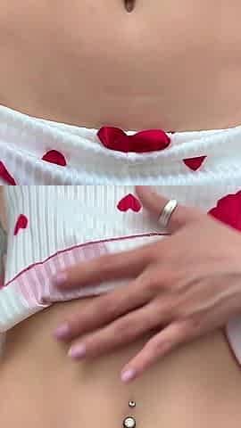 Skinny Student Plays with Her Navel and Teases Her Skinny Belly