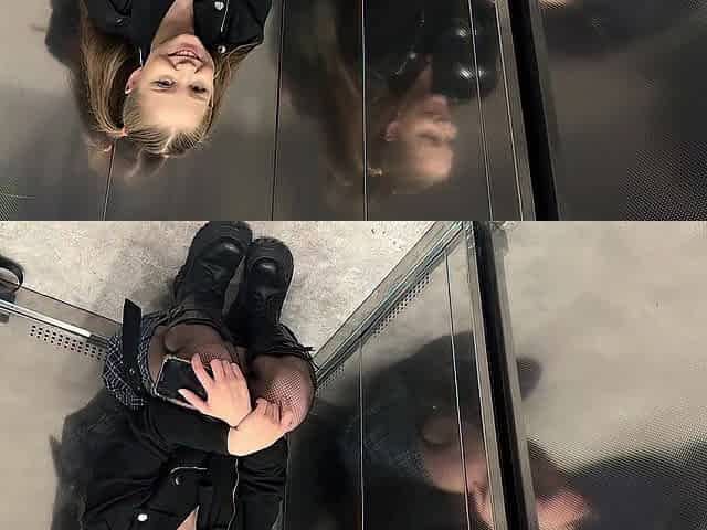 Stuck in an elevator with a petite playgirl with a large butt and bawdy thoughts