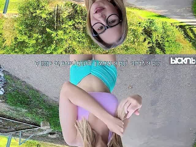 PickupClub - Golden-haired with Anal Plug Amalia Davis has POV Outdoor Sex with Biker