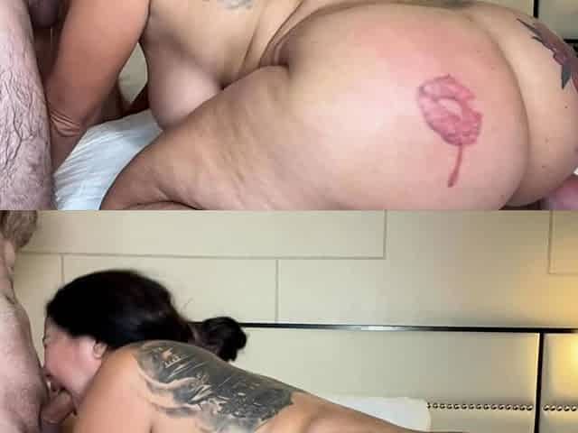 Brunette MILF sucks and fucks a big cock
