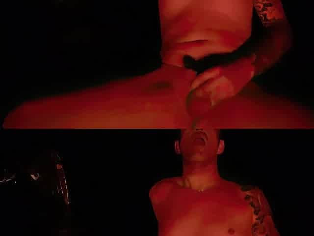 Enjoyment with buttplug outside by a campfire. People camping near by, public trail very close.