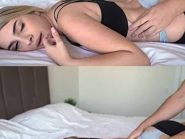 Stepmom wakes up from my hard wang whilst I massage her