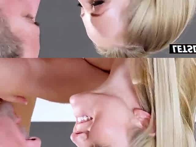 FFM Trio: Golden-haired in Nylons Gets Her Cunt Eaten Whilst the Other Waits for His Knob