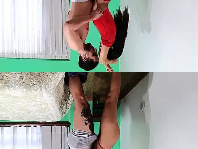 Sexy brunette babe fucks the plumber while her boyfriend is