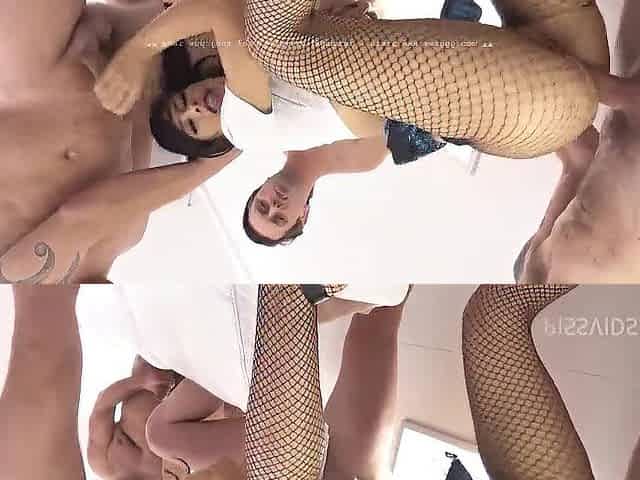 Floozy with triple anal stretch takes large ramrods in each aperture and sprays squirt like a fountain