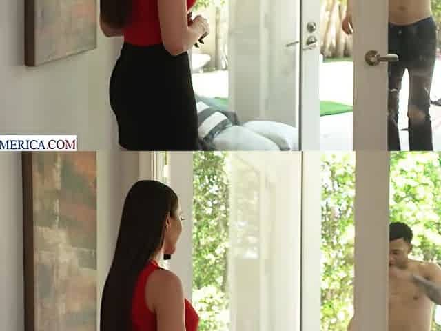 Busty brunette babe Melissa Stratton needs the big black cock that her husband can't provide
