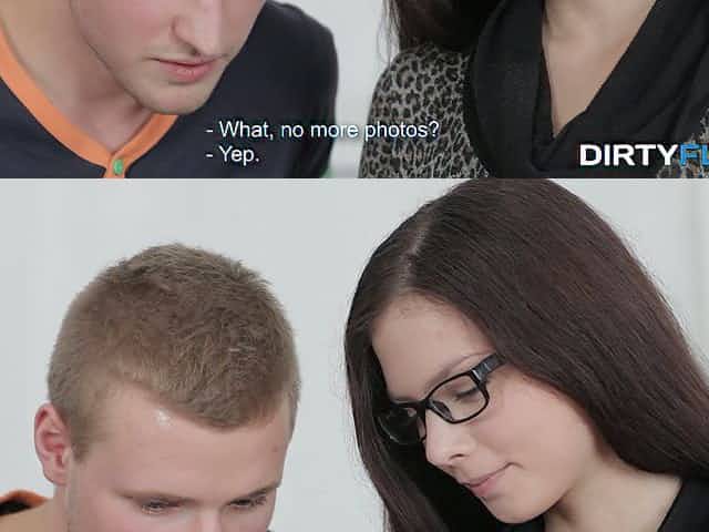 Nerdy long haired sweetheart Margarita C Peachy gets poked from behind