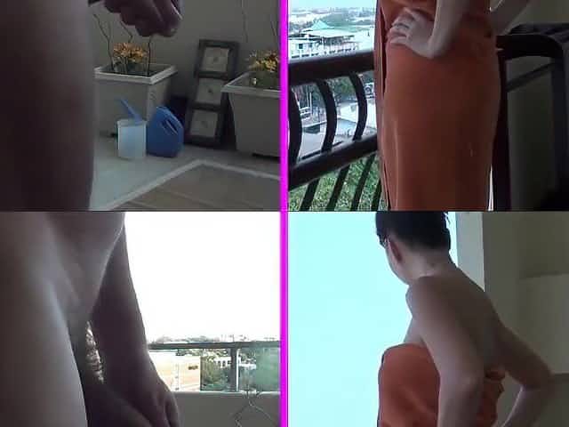 Naked shameless Dragomys girl on public balcony-1