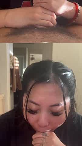 Valuable Oriental sucks and gets cream pie