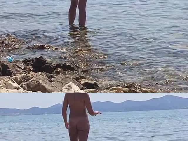 Stepbrother Watches His Stepsister Naked on the Beach and Masturbates
