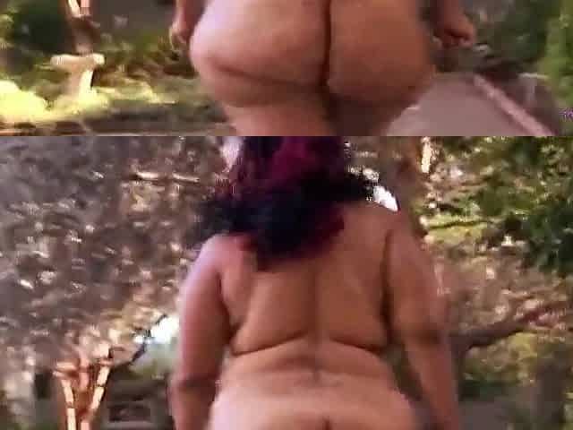 After a short naked walk n the backyard the fat black enjoys some BBC penetration