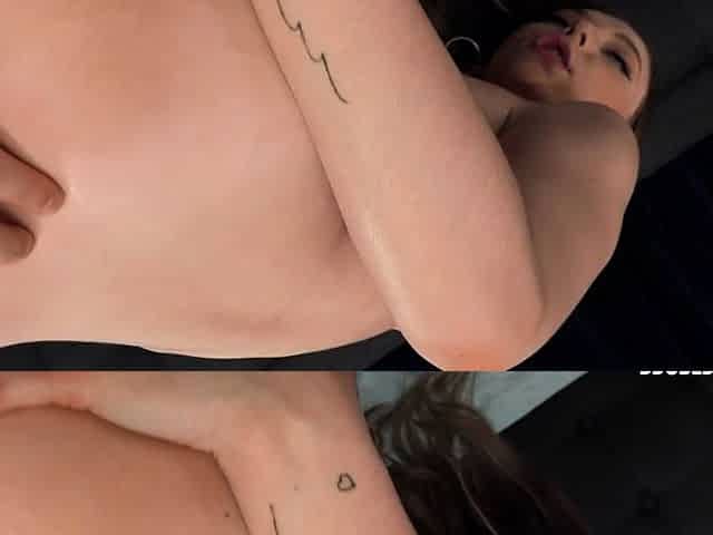 Small tit brunette gives a nice hard blowjob and fuck