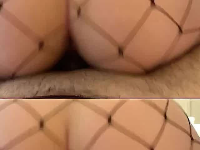 Amateur teen in fishnets surprises and rides roommate