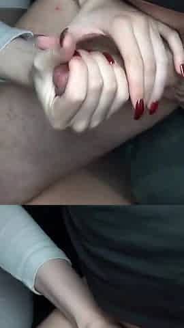 Alina's Handjob Pleasure on the Back Seat in a Car