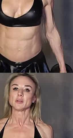 Muscle Goddess Oiled, Flex and Fucks Dumbell at the End