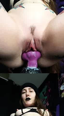 Kinky moist taco brunette anal toy play during masturbating