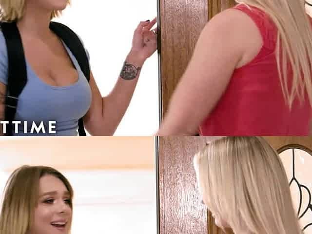 ADULT TIME - Gabbie Carter Reassures Breasty Blond Rachael Cavalli With Romantic Lesbo Sex