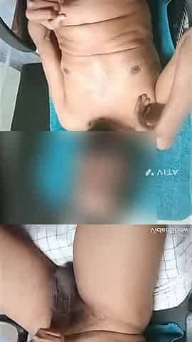 Shaking cock looking to a porn video