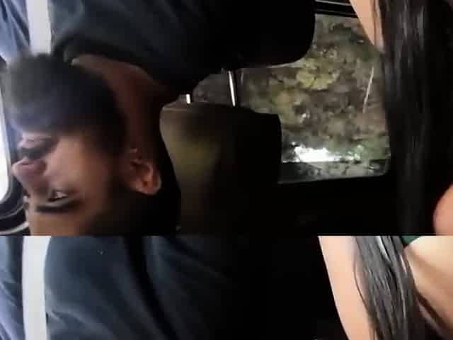 Um passeio sensual ao ar livre com um boquete no carro