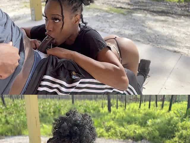 BLACK THOT SUCKS AND RIDES WEENIE IN PUBLIC PARK