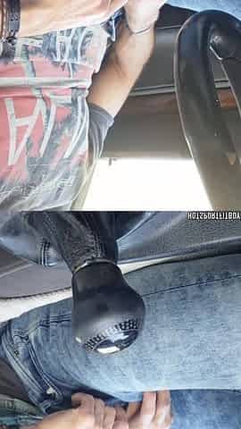 Hawt Chap masturbating his large schlong in a Car - Risky public place