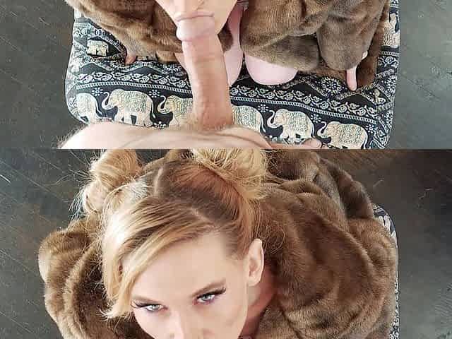 Babe In Furry Coat Sucks Your Dong and Takes a Giant Facial