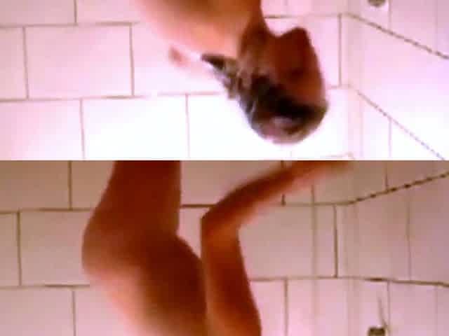 Latina stepsister dances in the shower (voyeur)