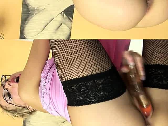 A mature blonde with short hair fucks very hard