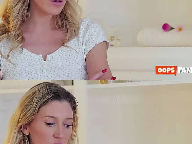 Slim Stepsister Addison Vodka Teases Her Hairless Twat with Toothbrush then ...