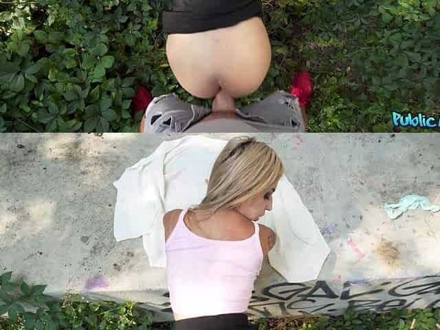 Lustful hussy outdoor X-rated scene