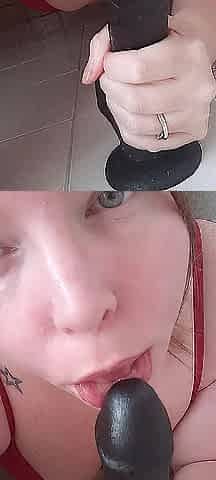 Sucking A Large Vibrator Spit Fetish Chubby Gal Amateur Oral job Movie scene