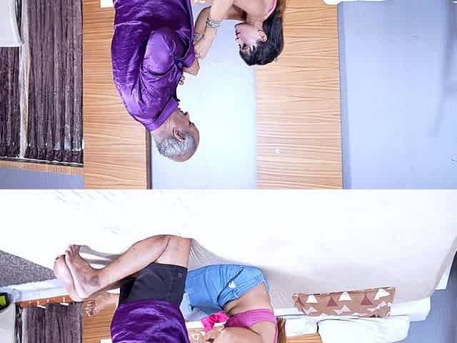 The horny old man's penis did not get erect so he left his wife and went to his daughter-in-law.