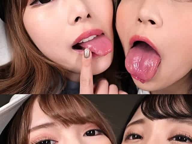 Lovely Japanese teen lesbians in pussy licking action