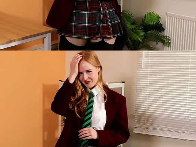 Amateur redhead masturbates then gives a blowjob