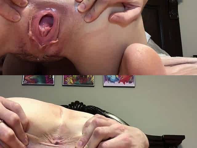 Hot pushing and gaping pussy