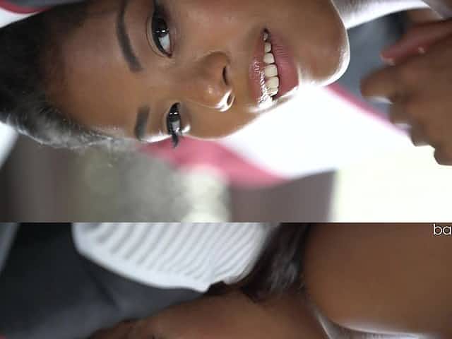Gorgeous ebony teen babe Nia Nacci rides a white dick like a pro