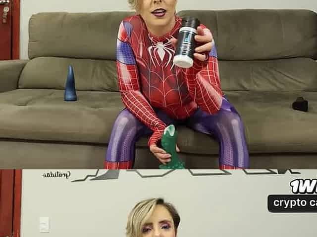 SPIDER GWEN GETS A ANAL MASTURBATION TOY WITH A DILDO