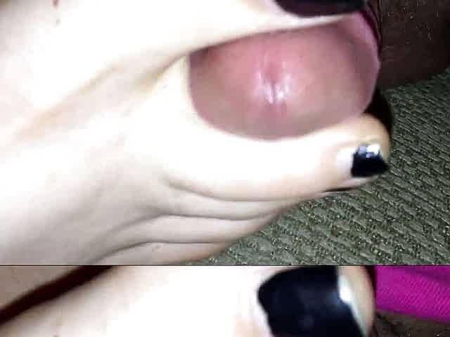 Toe fucking hot wife toes & cumming all over them