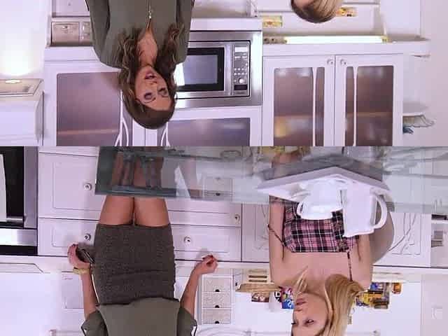 Lascivious roomies Tina Kay and Rebecca Volpetti open their holes for a double penetration fuckfest (Promo)