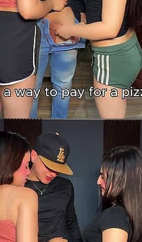 Two Beautiful Colombian Girls Order Pizza Delivery. They Pay for the Service with a Threesome Fuck!