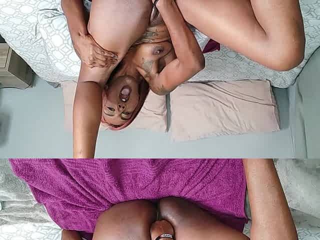 Tattooed desi attempts to stretch out her tight dark pussy