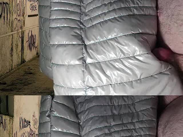 Ejaculation on Girlfriend's PZ Soft Silver Down Jacket