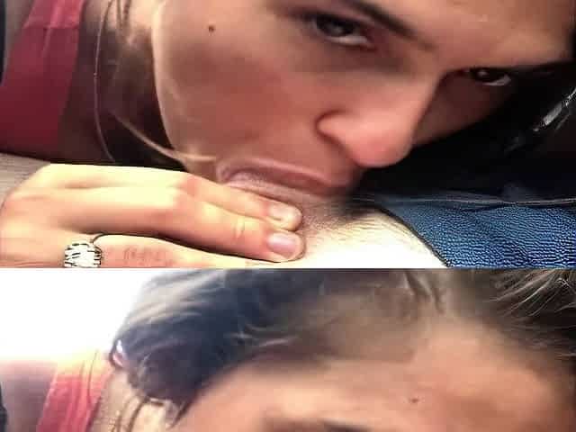 Hot Brunette Giving Blowjob in Car