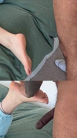 White Slut Uses Her Stinky Soft Soles to Milk Black Guy Hard