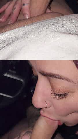 Oral-job in car with cum! Gas station parking lot