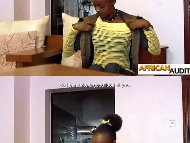 Small Afro angel got fbutt slamed hard after amateur casting with stud