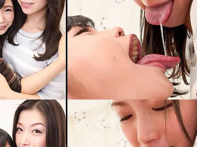 Lesbian Spitplay: Wet Tongues & Strings of Saliva - Tsubaki Kato & Iori Kiss Long, Lick Slow, & Drool Harder