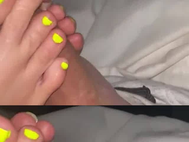 (PART 2) POV Footjob, Hubby fingering me while I stroke the cum from his cock with my feet! ????