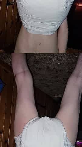 Diaper gal likes pissing in diaper