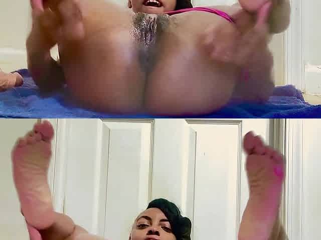 Black Mileena from mortal kombat slaying snatch with large rod sextoy and squirts and creams